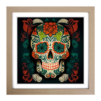 Sugar Skull - Single Picture Frame Print on Wood