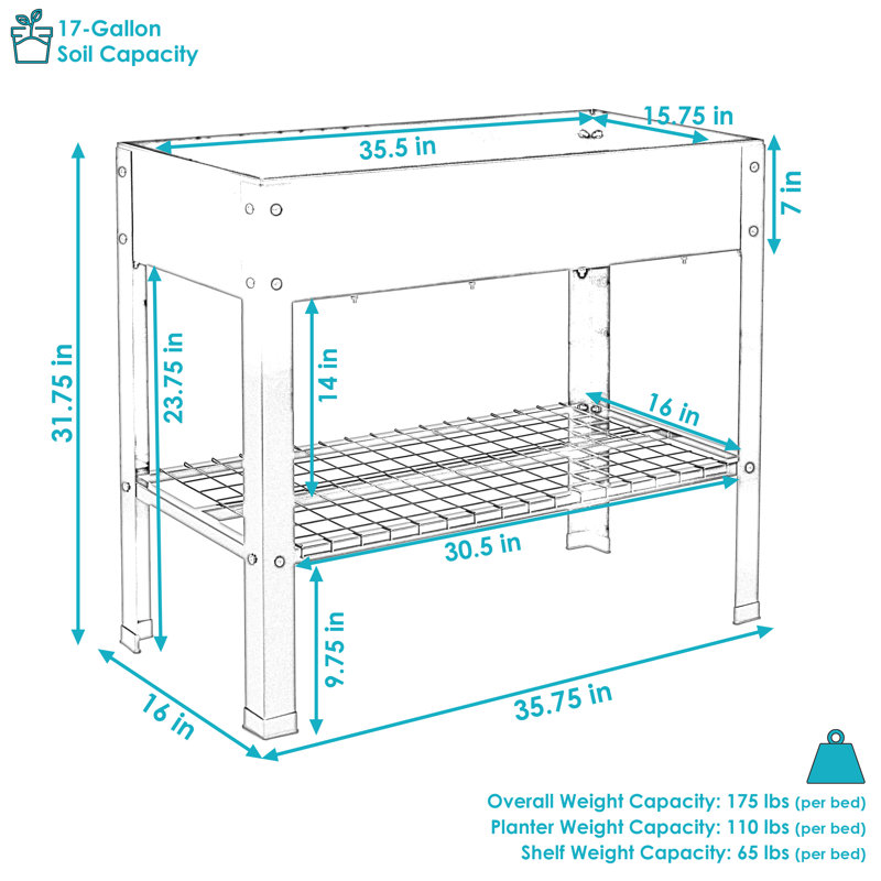 Pinero Galvanized Steel Raised Garden Bed Set of 2 - Brown, Brown, 31.75"H x 35.5"W x 15.75"D