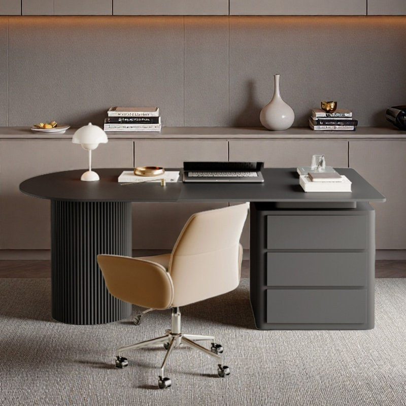 Bureau en granit - Bureau avec tiroirs, H 29,53 po x l 55,12 po x P 31,5 po