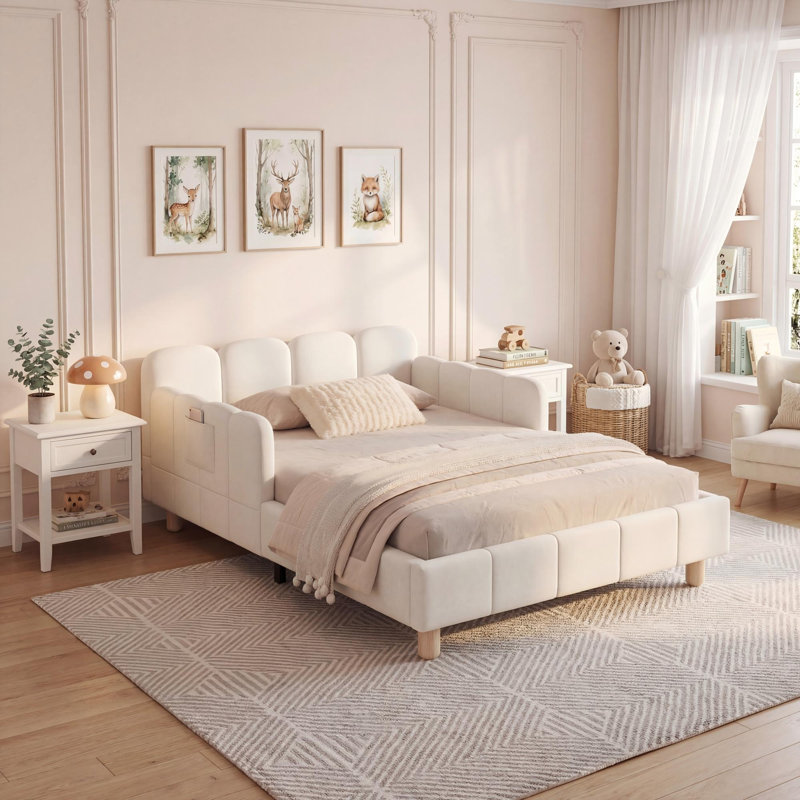 Metal Bed, Beige