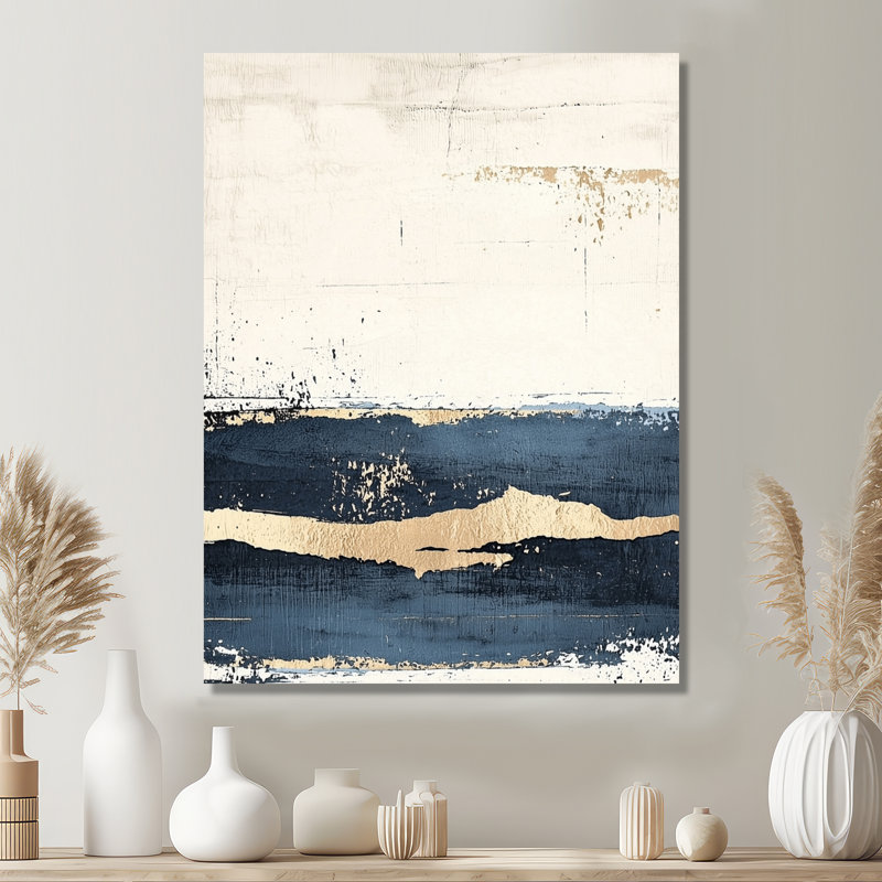 Ocean Breeze Minimalist Horizon I - Abstract Landscape Metal Art, Modern Metal Print, 20" H x 12" W x 0.84" D