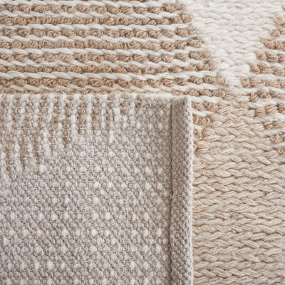 Charvik Geometric Handmade Area Rug in White/ Ivory