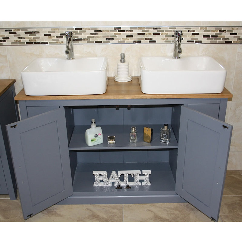 Jerell 1230mm Double Bathroom Vanity with Vessel Ceramic Basin