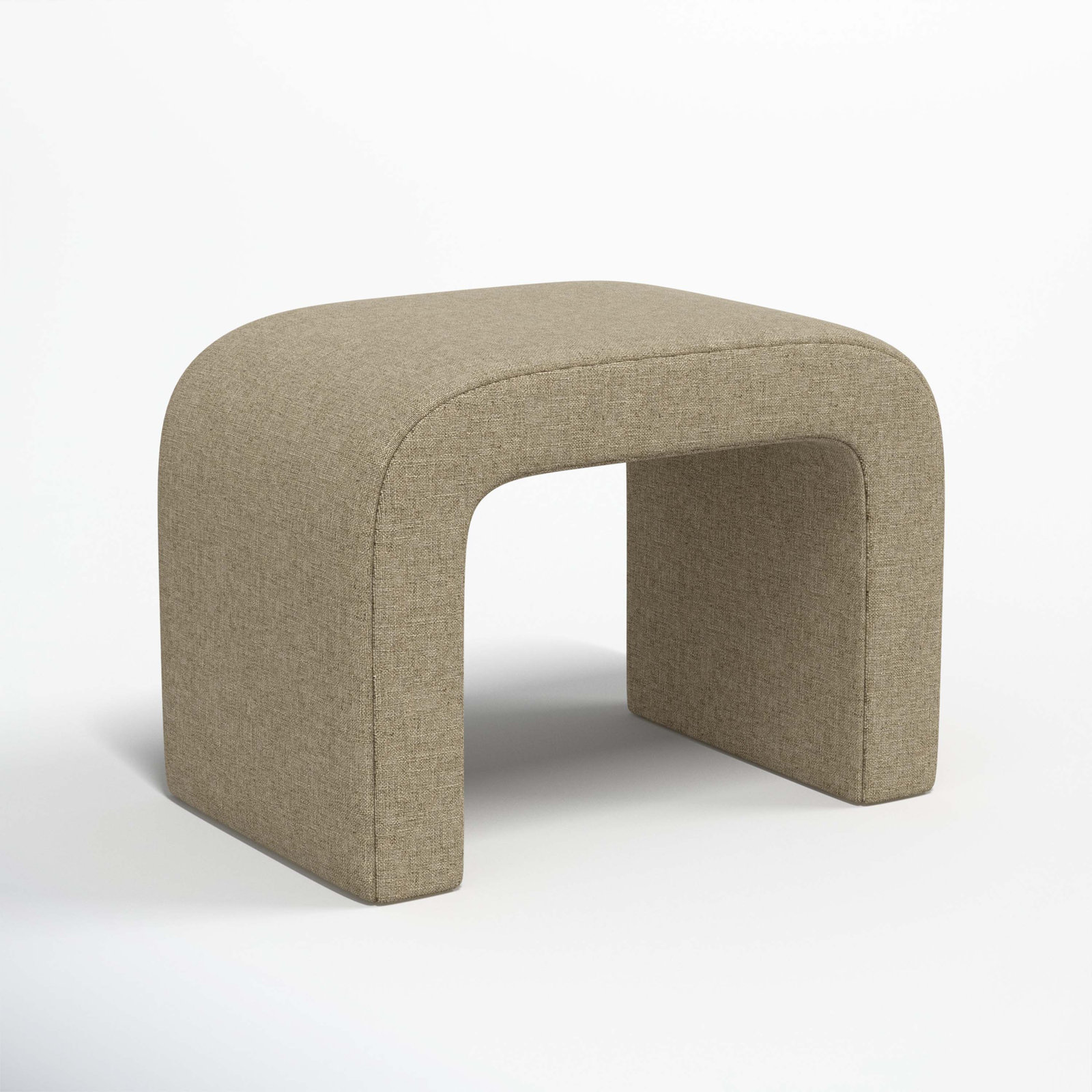 Barley 28" Ottoman, Zuma Natural Textured Linen