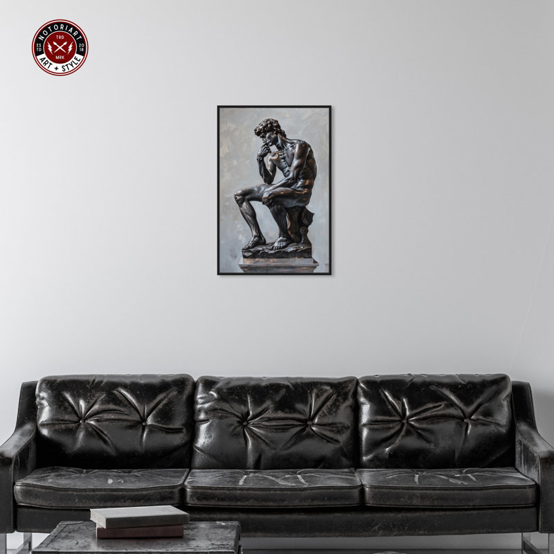 Notori Art Notoriart Ebony Statue In Thought Framed Style 1 Piece Canvas Wall Art