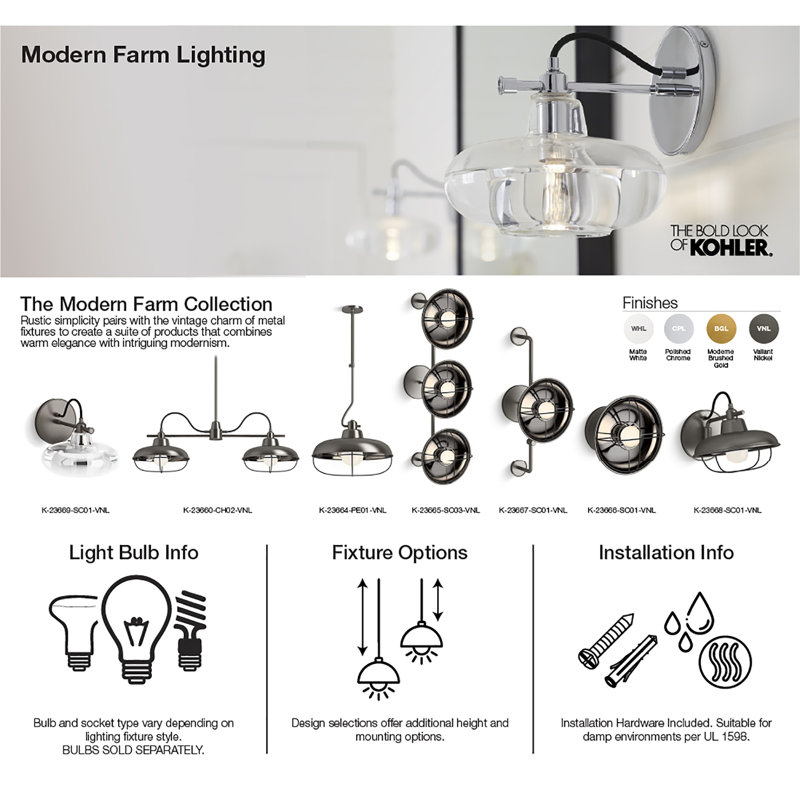 Modern Farm 1 - Light Armed Sconce, Polished Chrome