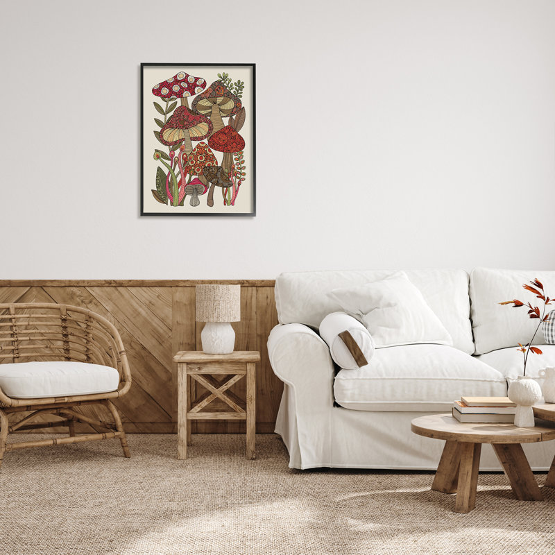 Layered Mushroom Nature Botanicals Intricate Floral Patterns - Floater Frame, impression sur toile