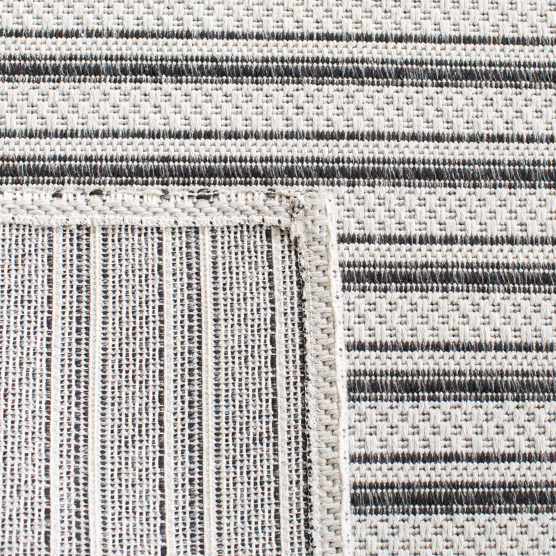 Tapis rayé en coton gris anthracite Martha Stewart, Rectangulaire 3 pi x 5 pi