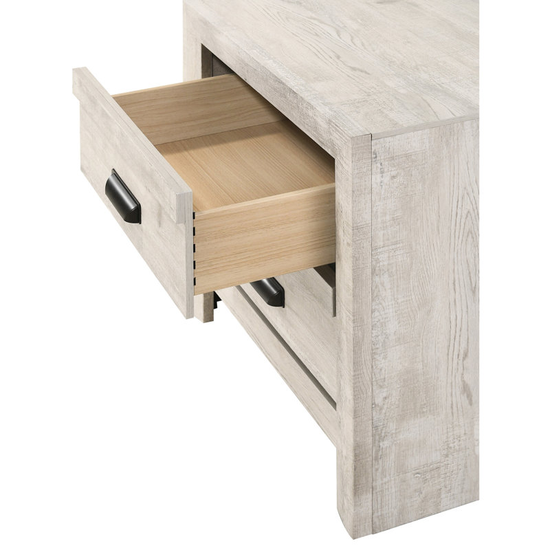 2 Nightstand With Rustic Style - Beige Gray Bedroom Furniture Contemporary