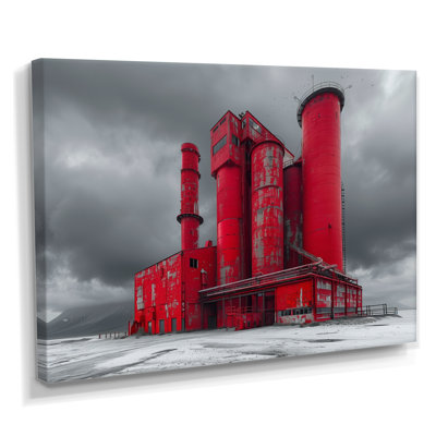 Red Gray Industrial Industrial Factories - Art mural