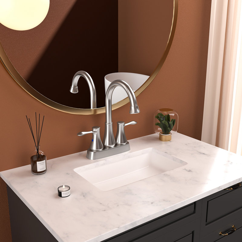 4 Inch 2 Handle Centerset Bathroom Faucet,With Pop Up Drain And 2 Water Supply Lines, Brushed Nickel