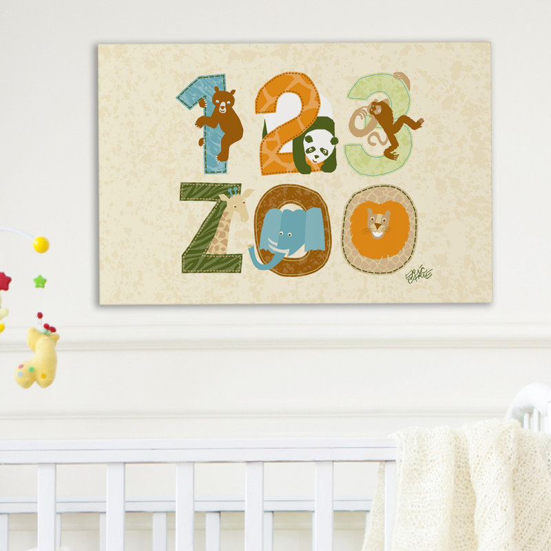 1,2,3 to the Zoo Character Art 123 Zoo - Painting on Canvas, 76cm H x 114cm W