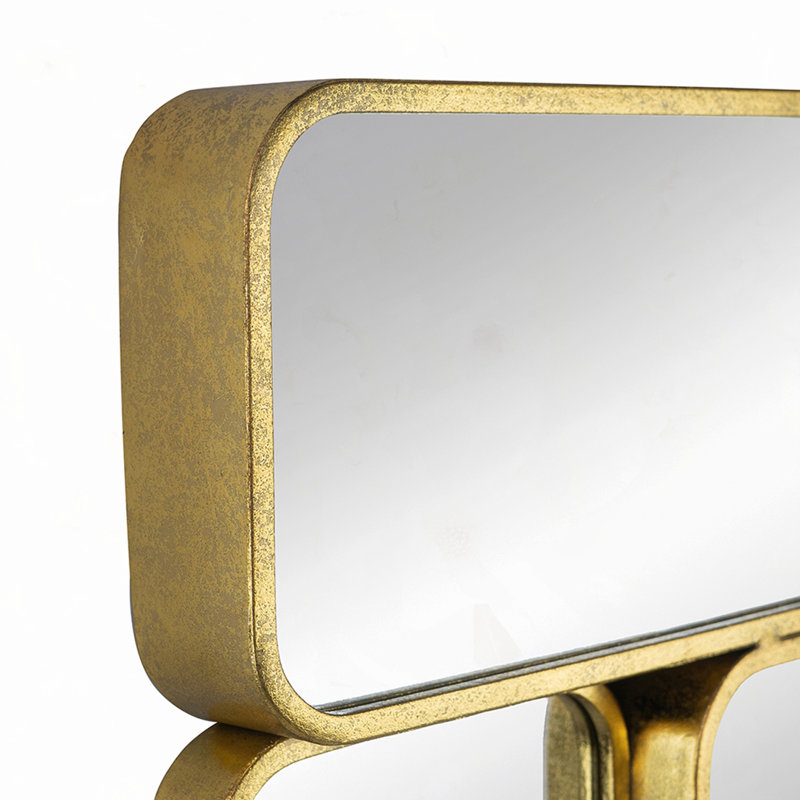 Miroir 32 po avec miroir décoratif encadré en métal doré