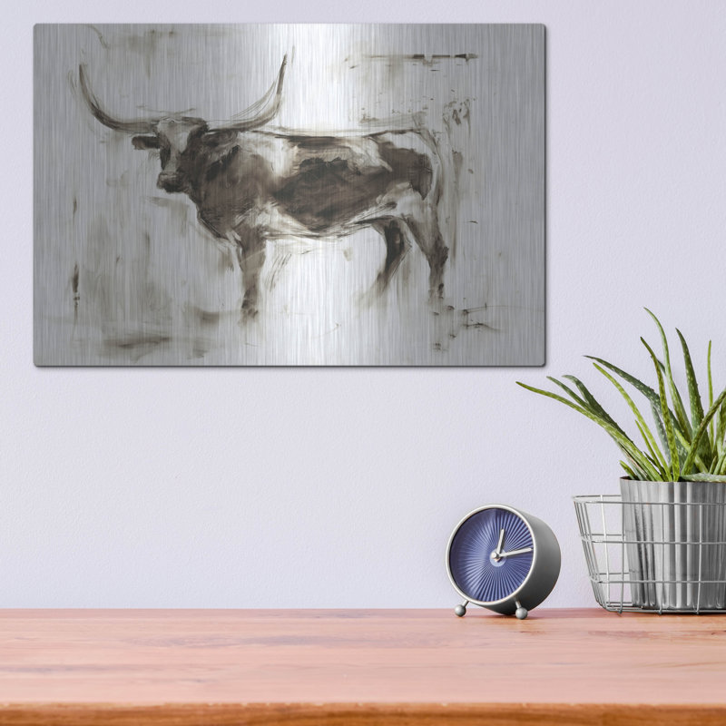 «Longhorn Study II» par Ethan Harper, H 12 po x l 16 po