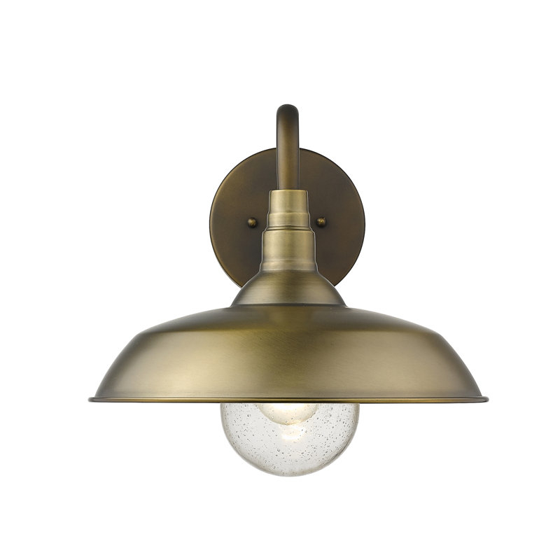 Luminaire de grange d'extérieur H 13,5 po Sussman, Laiton antique