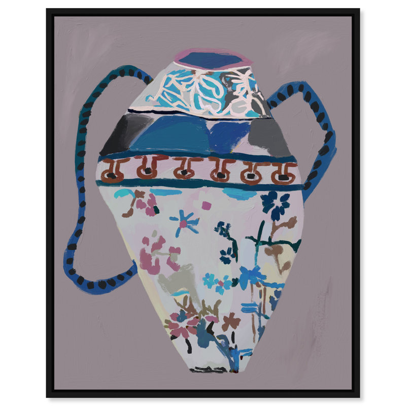 Petals on Porcelain Canvas Abstract Print by Oliver Gal, Black Frame, 16 x 20, 25"H x 21"W, Black Floater Frame