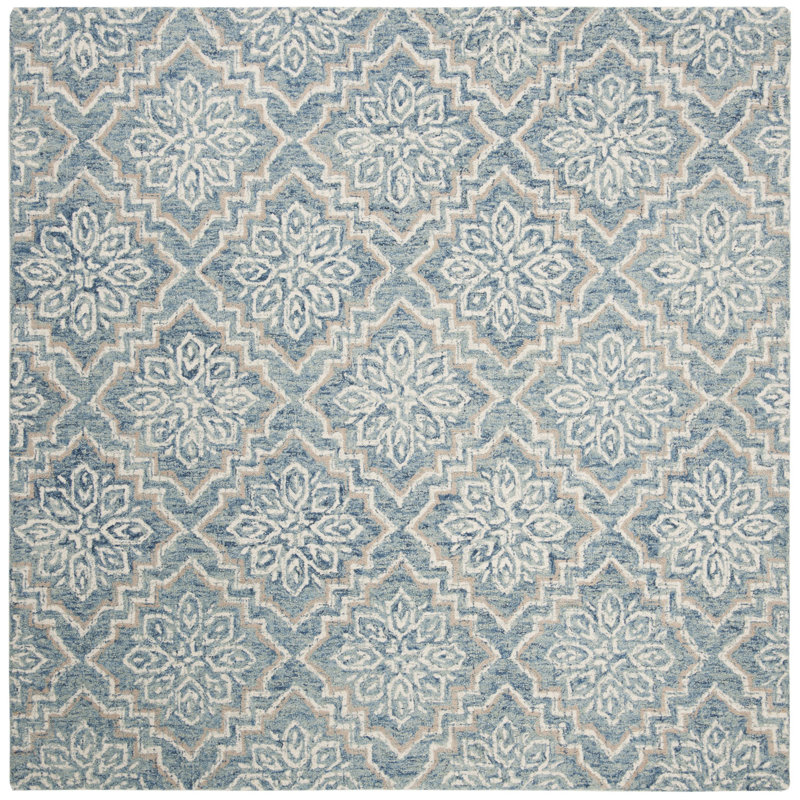 Salerna Hand Tufted Wool Geometric Rug, Square 8'