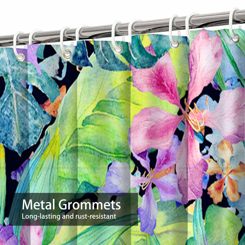 Fleurs de bananier, feuilles, plage tropicale, répétition florale abstraite avec 12 crochets, L 72 po x l 72 po