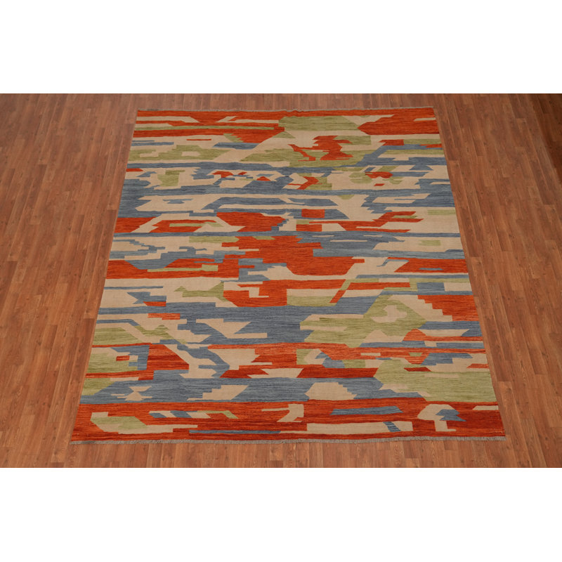 Tapis moderne multicolore de style distinctif kilim 9 x 10