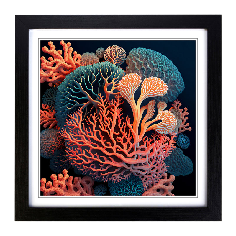 Coral - Framed Print, Black