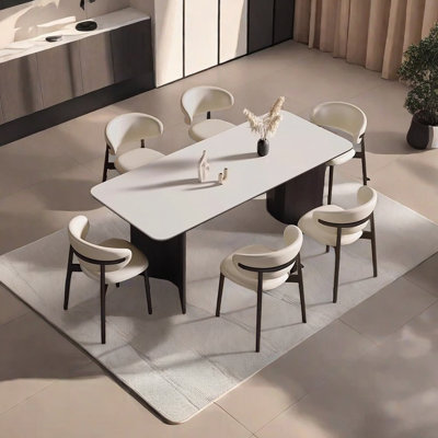 Vintage Solid Wood Rock Slab Dining Table