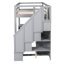 Lit mezzanine simple gris avec bureau en L, tiroirs et escalier rempli de rangement-591978323