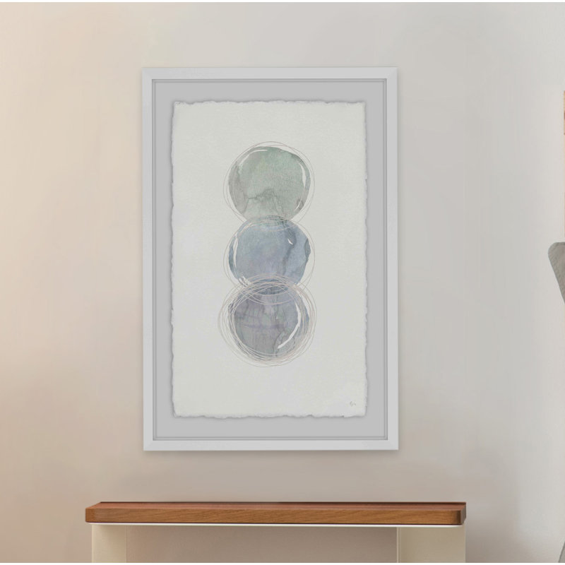 « triple bubbles », reproduction de peinture à l’aquarelle encadrée, H 36 po x l 24 po x P 1,5 po