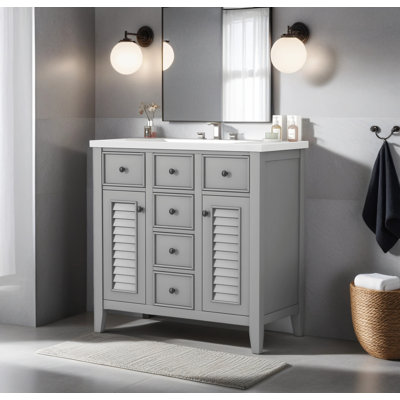 Ensemble de meuble-lavabo simple 36 po avec plateau en céramique Olsi