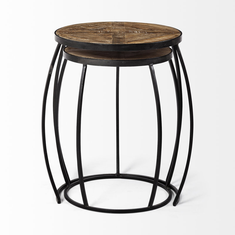 Pinero Solid Wood Top Nesting Tables, Brown