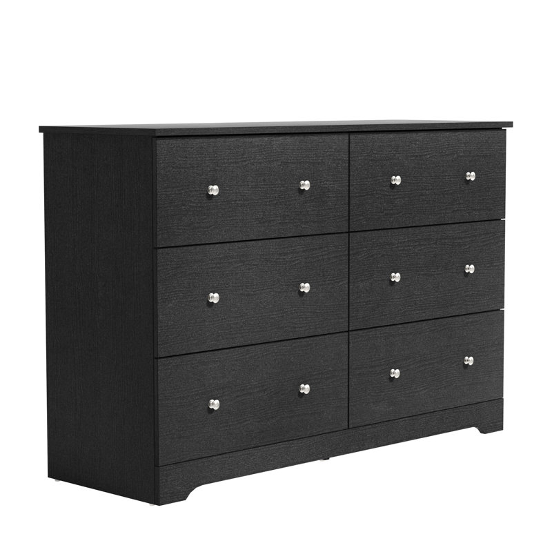 Commode 6 tiroirs Blaklee l 47,24 po, Chêne noir