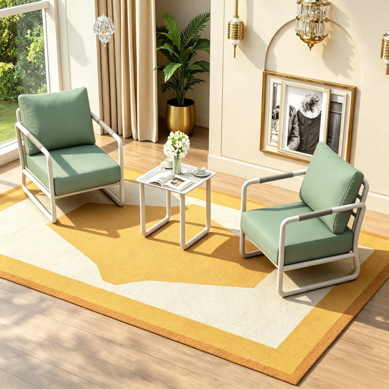 Ensemble de conversation pour canapé 2 places avec table basse et coussins de 6,7 po, Blanc