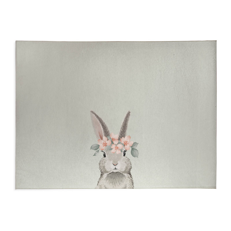 Bunny Kids Play Mat, Rectangle 3' x 5', Sage
