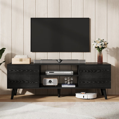 Meuble télé 53,5 po Demaree pour téléviseur de 60 po ou moins, meuble télé moderne avec tablette et armoires réglables, meuble télé en bois pour le salon et la chambre à coucher