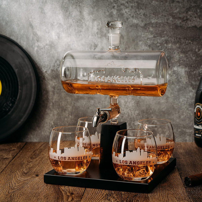 Francia Glass 5 - Piece Whiskey Decanter Set