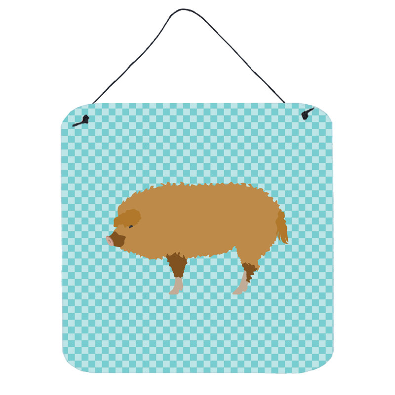 Décoration murale à damier de porc mangalica hongrois, Bleu