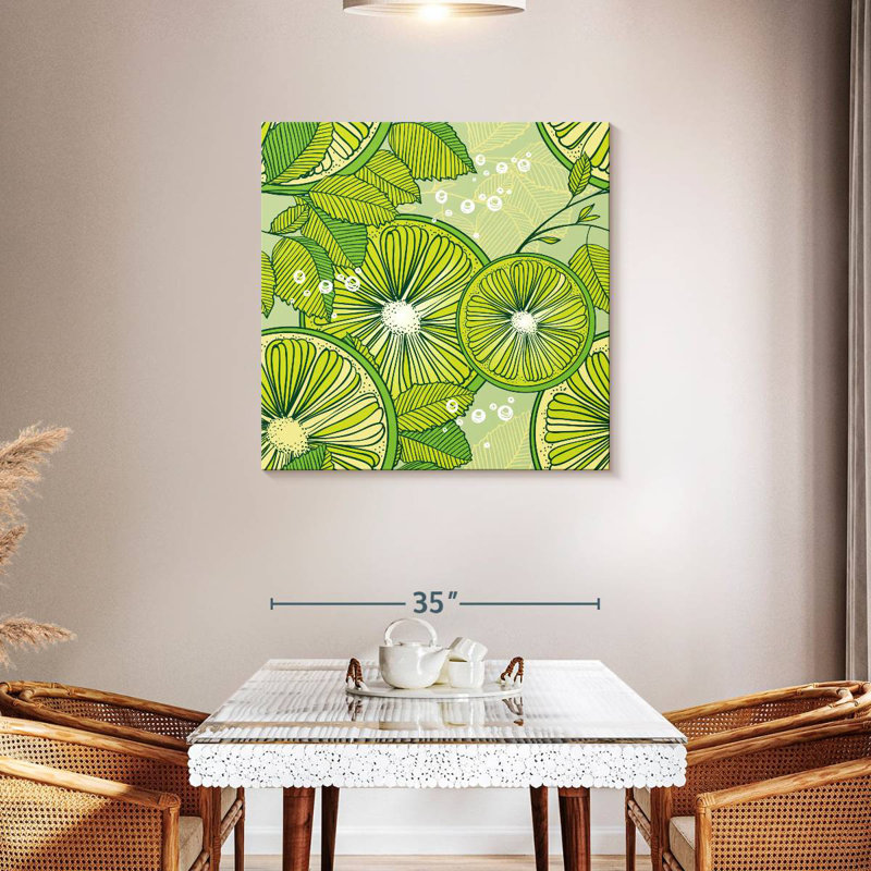 Yarlin Lime And Mint Pattern, 36" H x 36" W