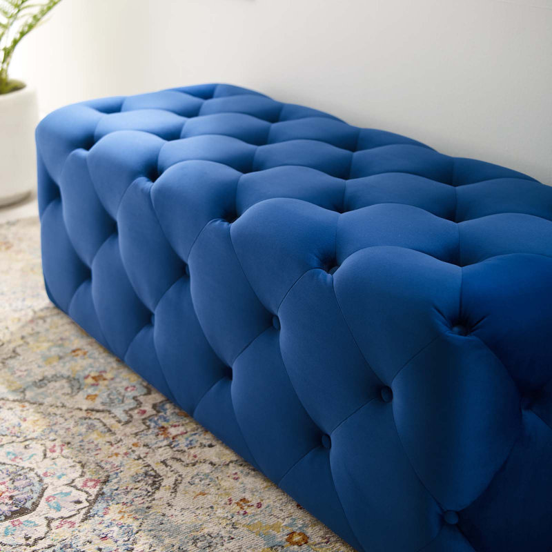 Banc de hall d'entrée capitonné Modway Amour, Bleu marine, H 16,5 po x l 72 po x P 19 po