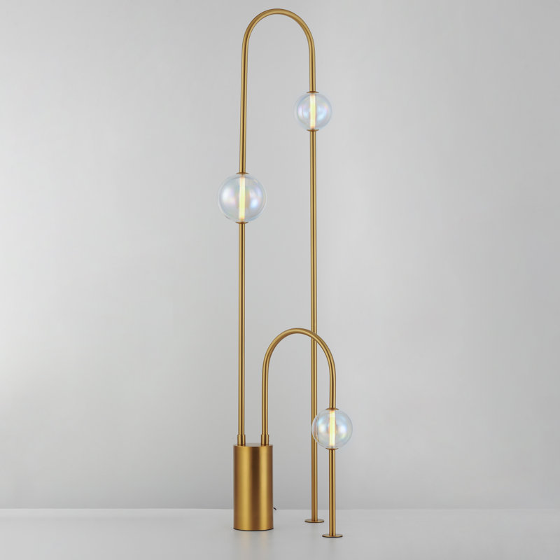 Dreamer LED Floor Lamp, Natural Aged Brass, Iridescent