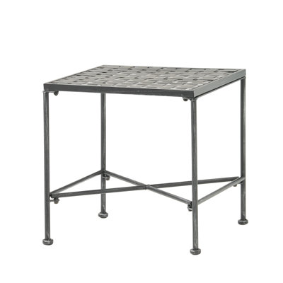  Modern Outdoor Side Table, Durable Wicker End Table with Iron Frame, Elegant Design for Garden, Patio, or Balcony Use, Black