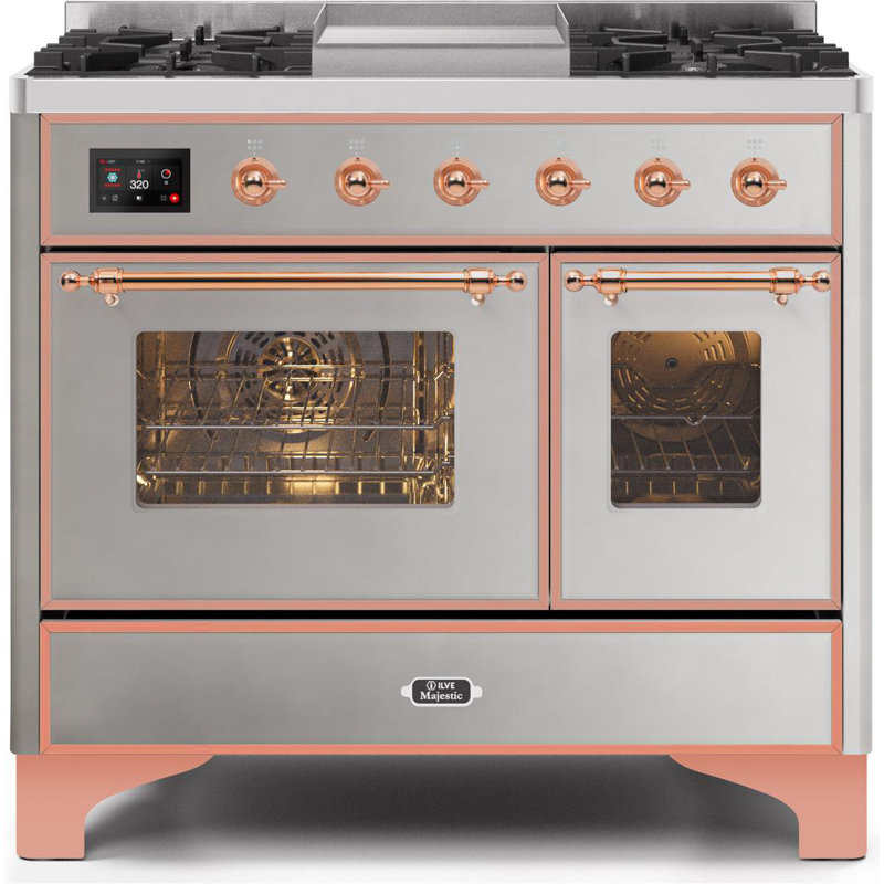 Majestic II 40" 3.82 cu. ft. Freestanding Dual Fuel Range with Griddle, Stainless Steel/Copper, Natural Gas