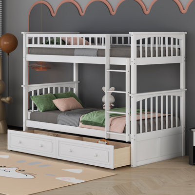 Evolette Kids Twin Over Twin Bunk Bed with Drawers