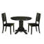 Ensemble de salle à manger 3 pièces comprenant une table ronde en bois avec pied central et 2 chaises de cuisine, 107 x 107 cm, noir-48903112-124434750