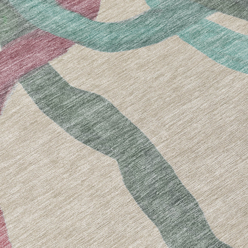 Machine Washable Indoor/Outdoor Erfried ACN2394 Abstract Rug, Round 8'