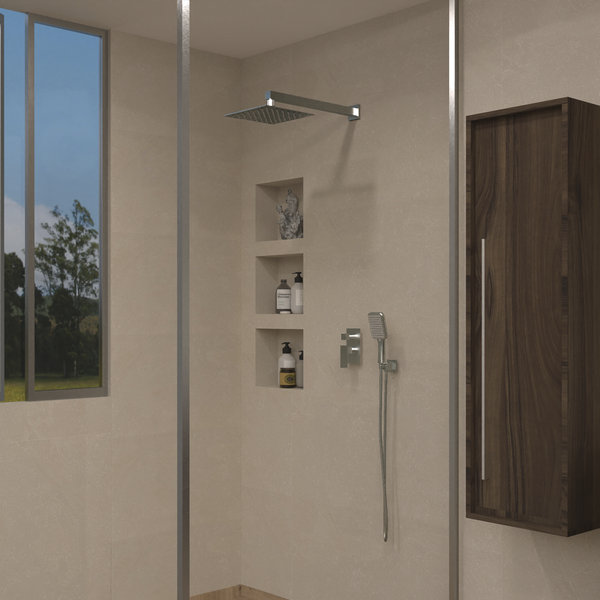 DAX Roma Square Shower System, Chrome, Chrome