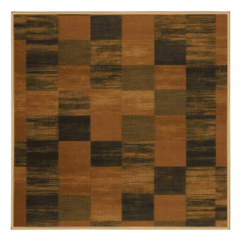 Tapis brun à carreaux lavable à la machine, Carré 3 pi