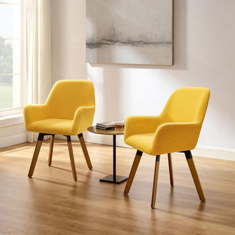 Chaises de salle à manger pivotantes en lin l 22,83 po Rayshawn, Lin jaune