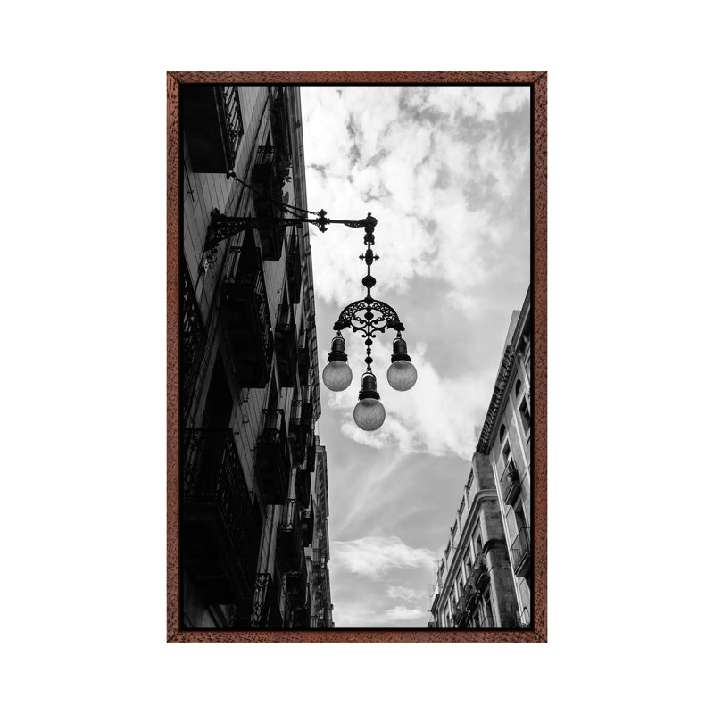 Barcelona Lights by Bethany Young - Print on Canvas, 101.6cm H x 66.04cm W x 3.81cm D, Classic Brown Wood Framed