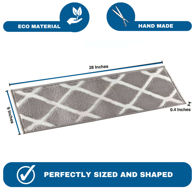 Tapis d'escalier antidérapant gris / blanc 9 po x 28 po Bierly, Paquet de 15
