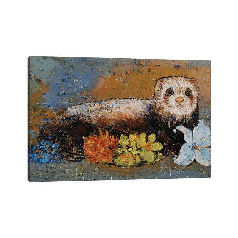 Ferret Splendor by Michael Creese - Wrapped Canvas Painting, 20.32 cm H x 30.48 cm W