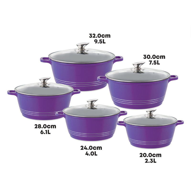 Durane 5 - Piece Non-Stick Cookware Set, Purple